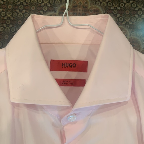 HUGO BOSS Solid Slim Fit Pink Dress Shirt - Picture 7 of 8